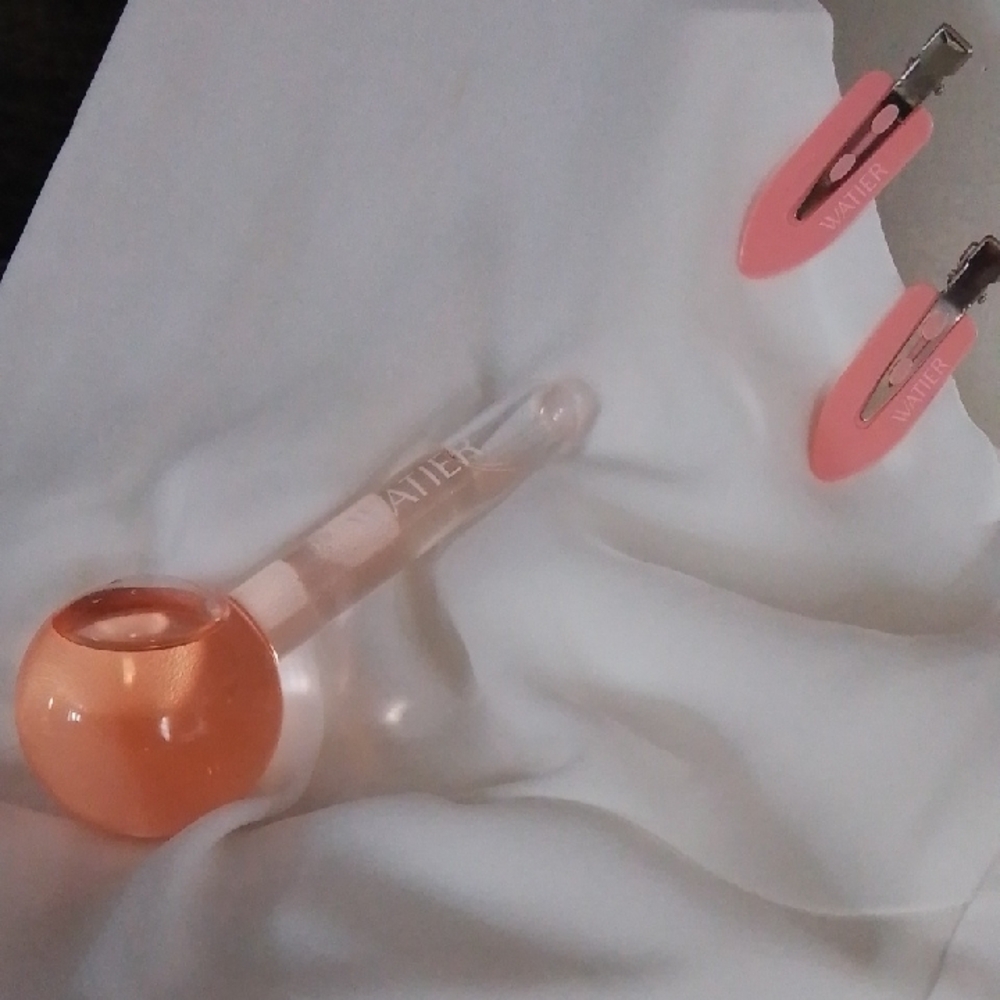 Waterdrop Pink Hair Clips and Orange Glass Drop Accessory Set